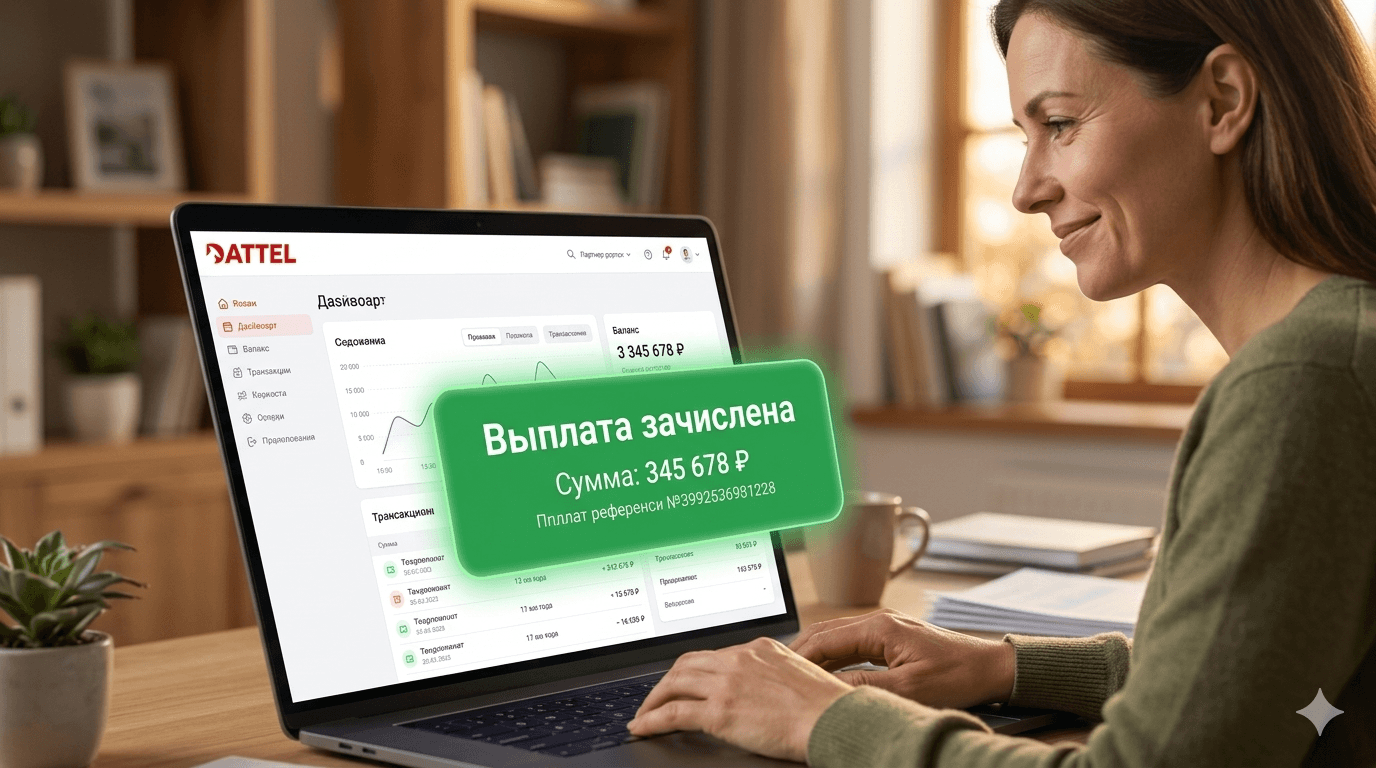 Выплата зачислена — партнёр DATTEL получает оплату